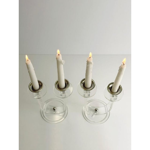 Gold Art Deco Acrylic Glass and Chrome Candelabras, England, 1930s, Set of 2 For Sale - Image 8 of 10