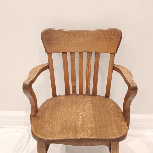 Arts & Crafts Vintage Mission Style Arts & Crafts Quarter Sawn Oak Armchair For Sale - Image 3 of 16