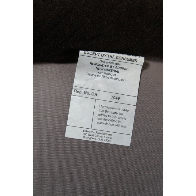 Late 20th Century Edwards Furniture Inc Modern Suede Chaise Lounge Quilted Dark Burgundy Brown For Sale - Image 13 of 13