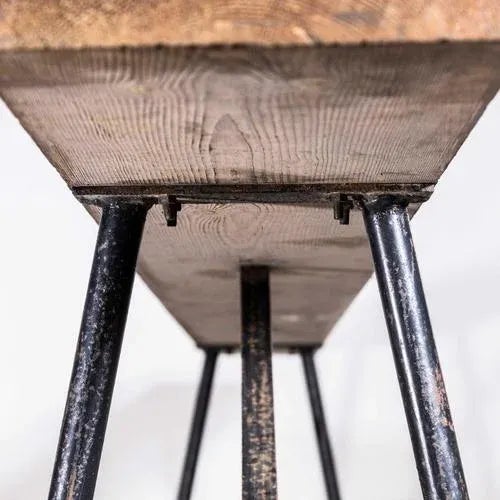 Wood Vintage French Pitch Pine Bench, 1950s For Sale - Image 7 of 11