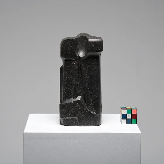 This abstract sculpture in Belgium bluestone was sculpted ‘en taille directe’ by the Belgian artist Jan Keustermans. The...