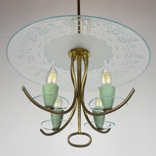 Vintage Chandelier attributed to Pietro Chiesa for Fontana Arte, Italy, 1930s For Sale - Image 3 of 18