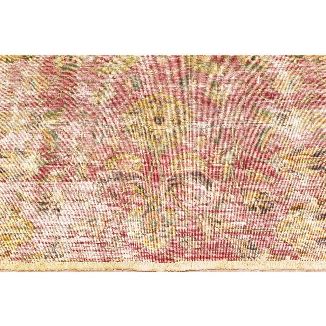 Vintage Distressed Hand Knotted Fine Weave Organic Wool Rug,6'5"X9'3" For Sale - Image 4 of 7