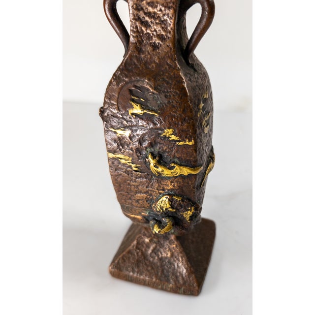 Early 20th Century Japanese Pottery Vase Imitating Mixed Metal Bronze For Sale In New York - Image 6 of 12