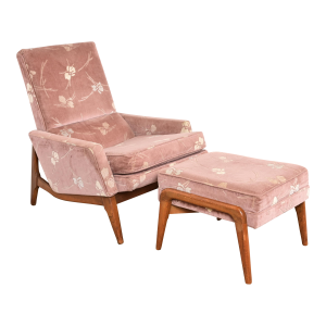 Lawrence Peabody for Richardson Nemschoff Mid-Century Modern Upholstered Lounge Chair With Ottoman, 1960s