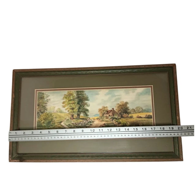 Paint Antique 1919 Vintage Landscape Watercolor Painting House Barn Dirt Road, Framed For Sale - Image 7 of 12