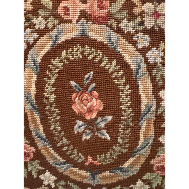 Traditional Vintage Needlepoint Pillow With Fortuny Silk For Sale - Image 3 of 6