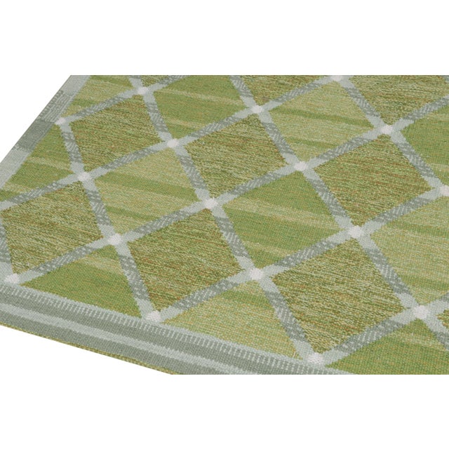 Not Yet Made - Made To Order Rug & Kilim’s Scandinavian Style Custom Kilim in Green and Gray Lattice Pattern - 12x18 For Sale - Image 5 of 7