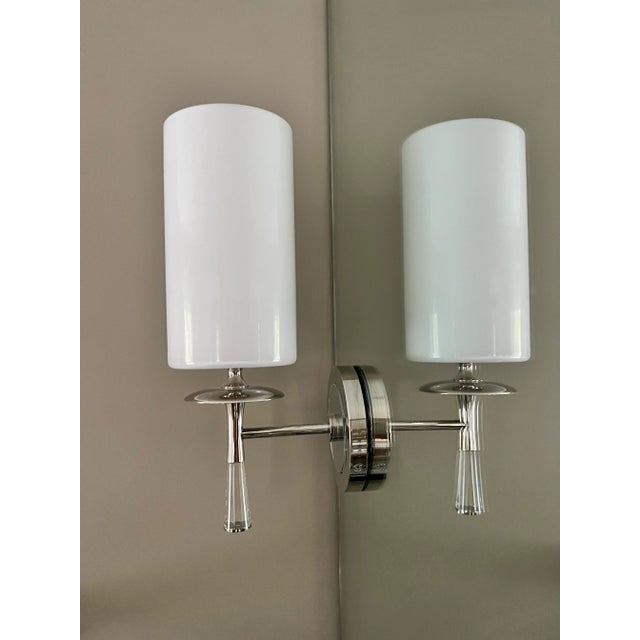 Visual Comfort Aerin Drunmore Sconce Polished Nickel, Glass Shade For Sale - Image 9 of 9