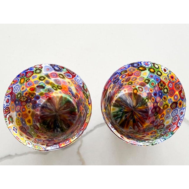 Boho Chic Set of 2 Murano Glass Bud Vases With Murrina Millefiori. For Sale - Image 3 of 10