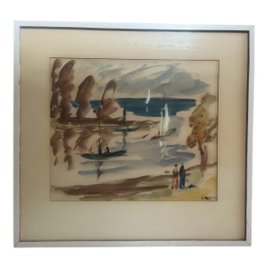 An Original Mid-Century Modern Work on Paper by Sylvain Vigny