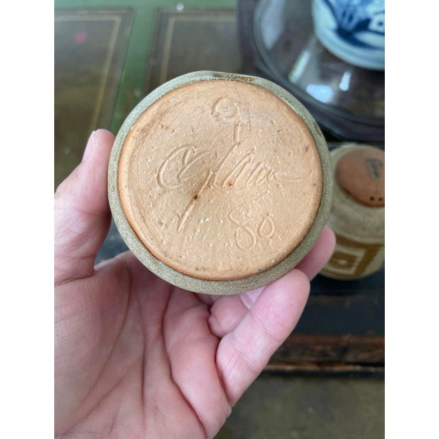 1980s Pair of Studio Pottery Salt and Pepper Shakers For Sale - Image 9 of 9