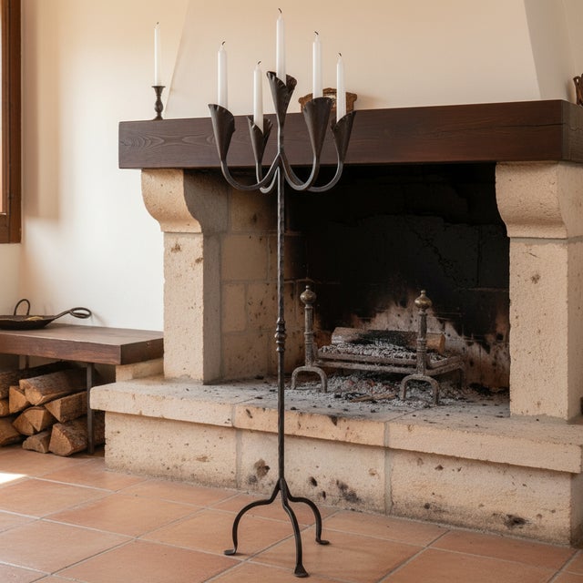 Floral Grandeur in Iron: The 5-Arm Lily Candelabra ️ Transform your space into a blooming garden of light with this...