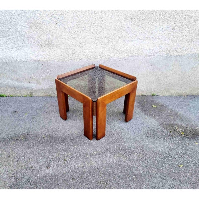 Brown Italian Coffee Table by Afra and Tobia Scarpa, Italy, 1960s For Sale - Image 8 of 16
