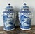 Late 20th Century Vintage Boho Monumental Blue and White Lidded Ginger Jars - A Pair For Sale - Image 5 of 8