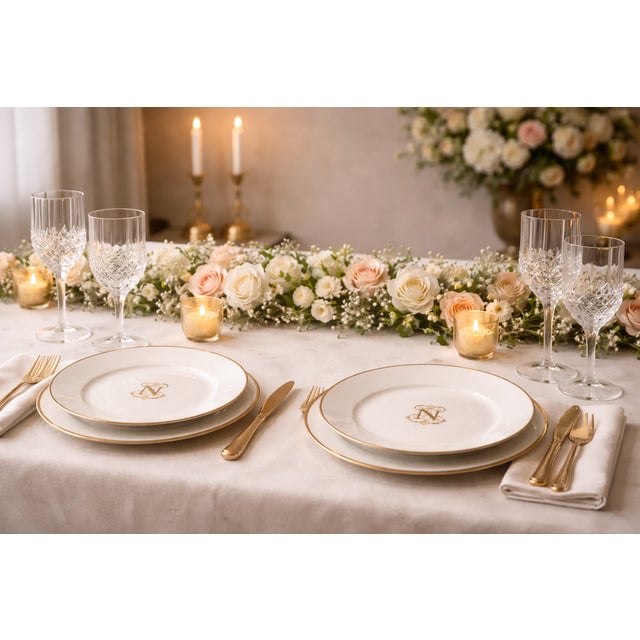 Monogrammed Porcelain N Plates from Sevres, Late 19th Century, Set of 6 For Sale - Image 4 of 6