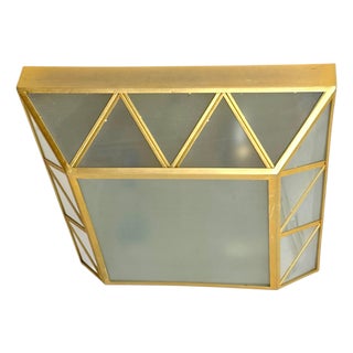 Art Deco Revival Frosted Glass Geometric Flush Mount by Wilhelm Vest, Austria, 1970s For Sale