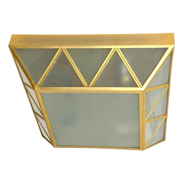 Art Deco Revival Frosted Glass Geometric Flush Mount by Wilhelm Vest, Austria, 1970s For Sale