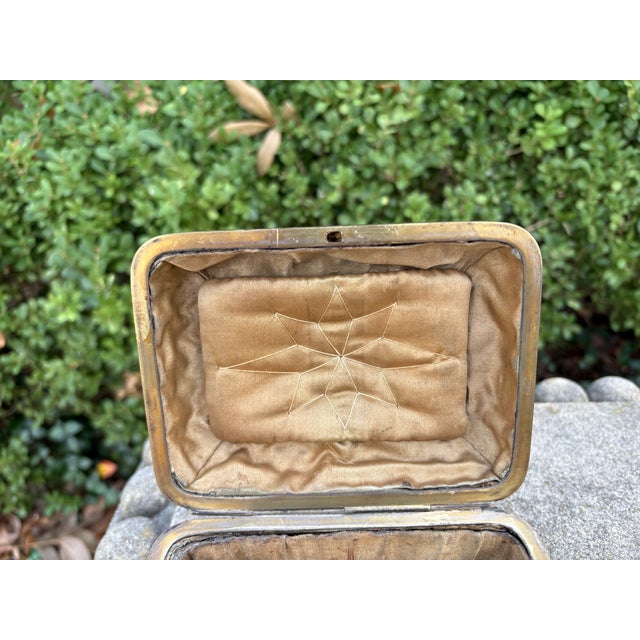 Brass Antique English Edwardian Leather and Brass Box For Sale - Image 8 of 11