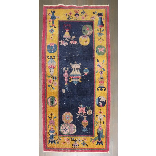 Zabihi Collection Worn Chinese Art Deco Carpet For Sale In New York - Image 6 of 7