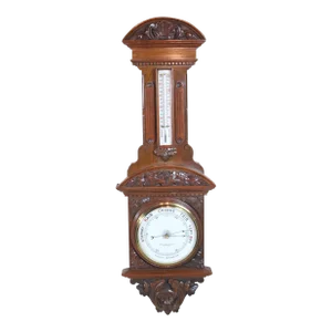 English Edwardian Aneroid Barometer in Walnut Case