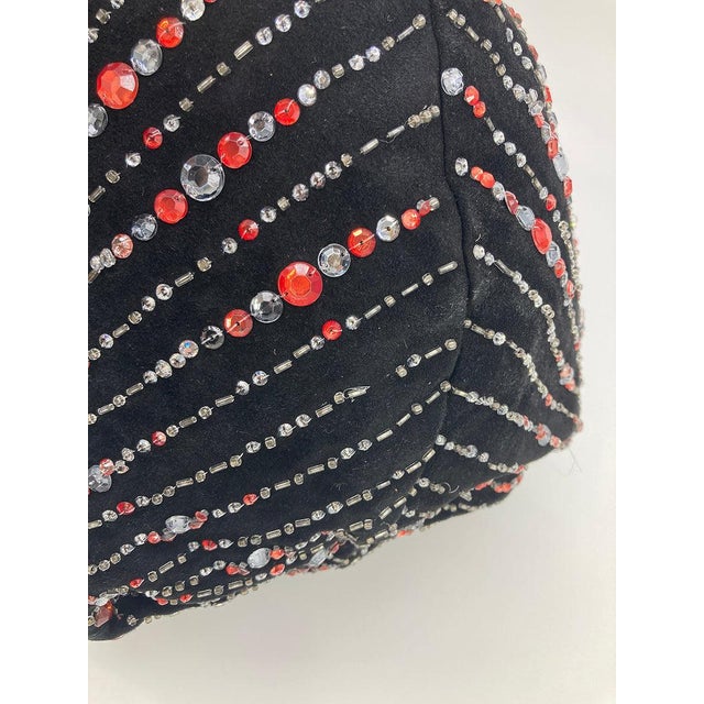 Contemporary Valentino Black Suede Rhinestone Beaded Bow Tote For Sale - Image 3 of 11