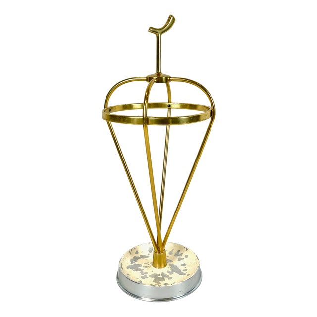 Mid-Century Modern Austrian Aluminium and Brass Umbrella Stand, 1960s For Sale