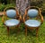 Gorgeous pair of bentwood Thonet Style upholstered armchairs. Blue upholstery is either leather or high quality vinyl in a...