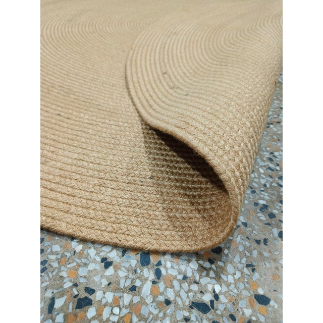 Minimalist Natural Nylon Braided Round Rug For Sale - Image 9 of 11