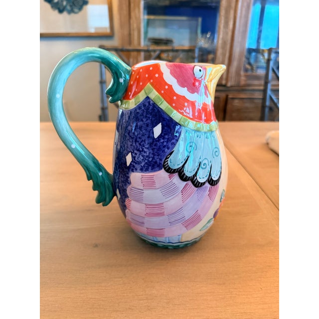 Bright colorful pitcher by Fitz and Floyd from the Gypsy Chicks collection.