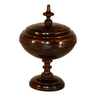 19th Century Treen Pedestal Box With Lid For Sale