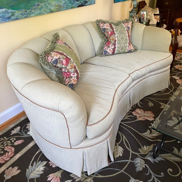 Kidney Shaped Scalamandre Fabric Sofa with Pillows Chairish