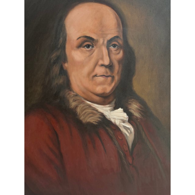 American Vintage Benjamin Franklin Portrait Painting For Sale - Image 3 of 3