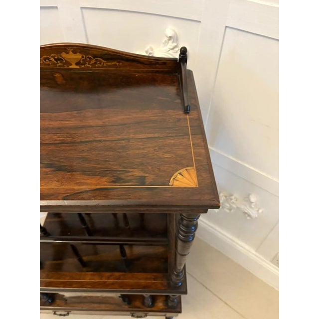 Antique Victorian Rosewood Inlaid Canterbury, 1890 For Sale - Image 10 of 11