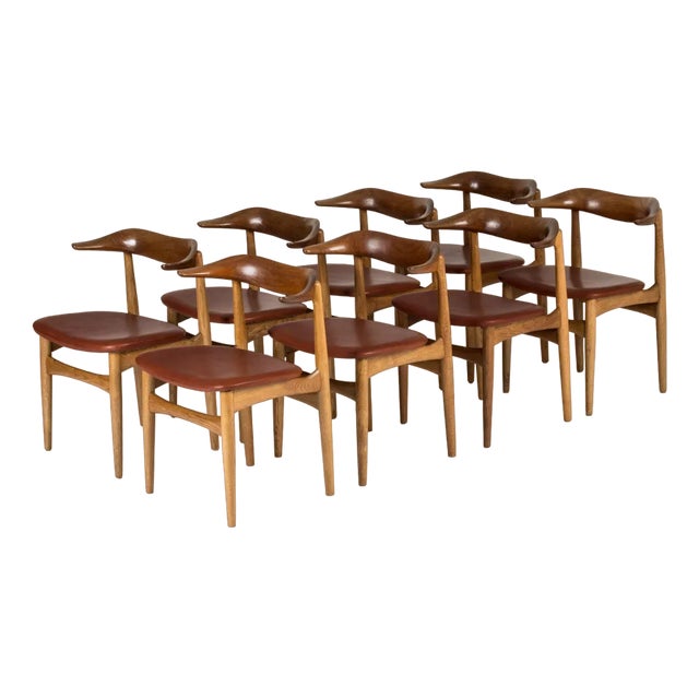 Modern Cowhorn Dining Chairs by Knud Færch for Slagelse Møbelværk, 1950s, Set of 8 For Sale