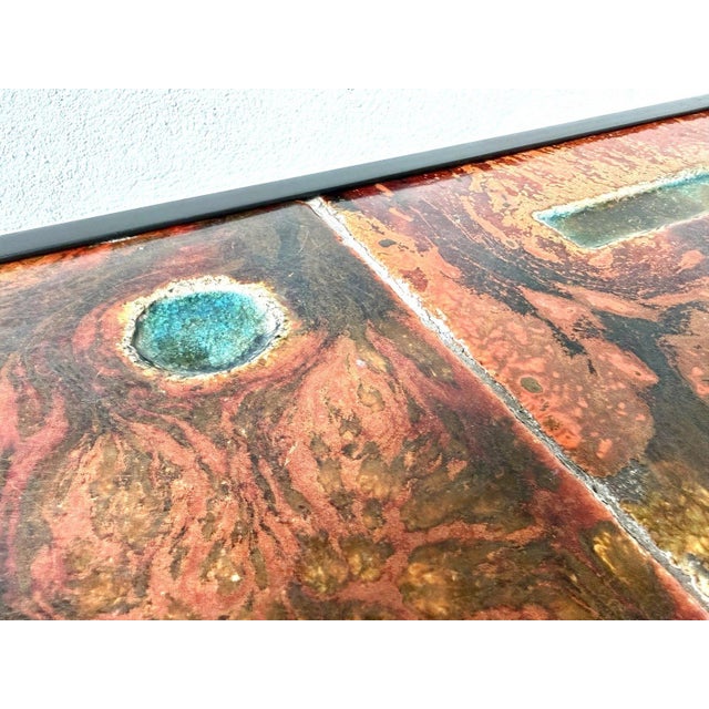 Orange Coffee Table in Enameled Lava and Metal by Robert and Jean Cloutier, 1950s For Sale - Image 8 of 18