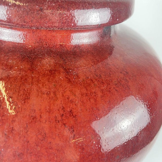 Large Vintage Japanese Oxblood Red Glazed Ceramic Covered Jar, 1950s For Sale - Image 12 of 17