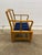 MCM Vintage Oriental Wooden Pair of Chairs. Custom Blue Cotton Upholstery with Velvet Stripes. Classic Drexel Heritage...