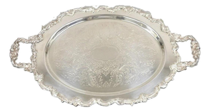 Vintage English Victorian Style Silver Plated Oval Platter Tray Crown Hallmark
