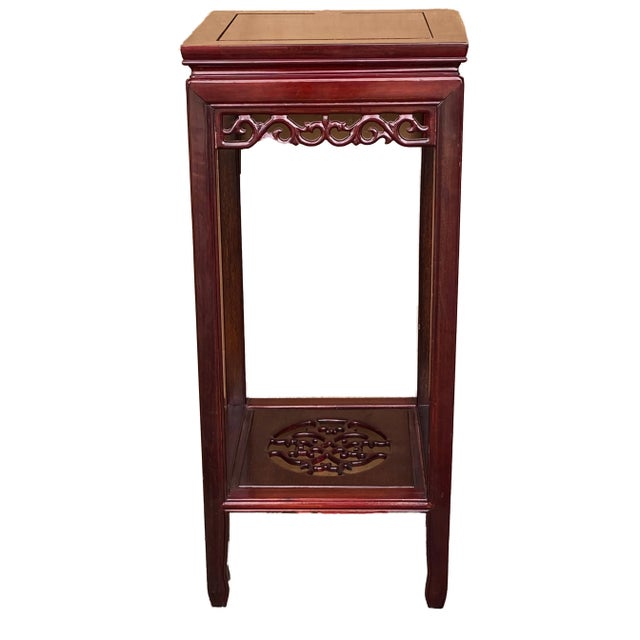 1940s Chinoiserie Rosewood Pedestal Stand Display For Sale - Image 5 of 6