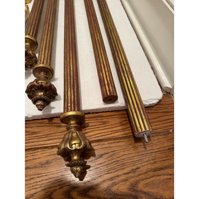 2000 - 2009 Set of Vintage TMS Gilded Gold Fleur-De-Lis Drapery Rods, Finials, Rings and Brackets For Sale - Image 5 of 12