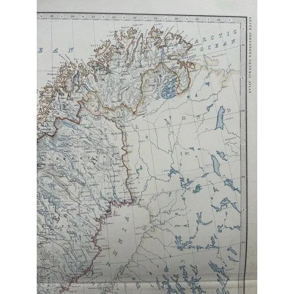 Antique Map of Scandinavia with Stockholm Inset, 1865 For Sale - Image 9 of 11