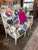 1970s Vintage Boho Floral Colorful Settee With White Wooden Base For Sale - Image 4 of 11
