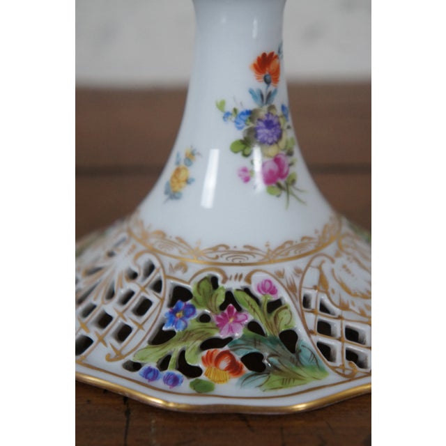 White Antique Carl Thieme German Dresden Footed Reticulated Compote Cake Plate For Sale - Image 8 of 12