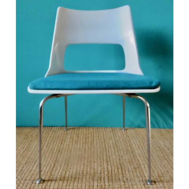 White Chairs with Turquoise Slabs by Kay Korving, Denmark, 1975, Set of 6 For Sale - Image 3 of 9