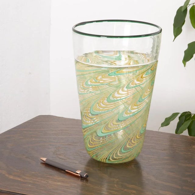 Archimede Seguso, unique piece: spectacular Phoenician lace vase in Murano glass with polychrome filigrees and crystal...