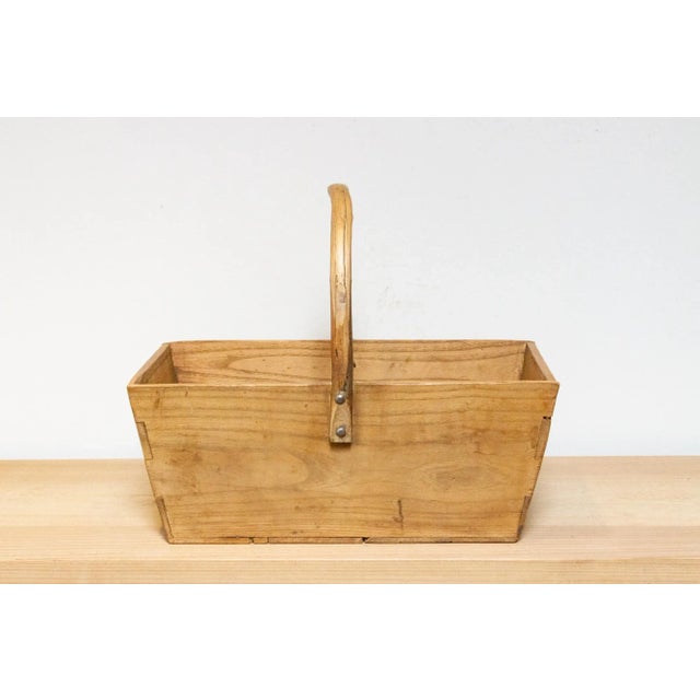 English Antique Stripped Wood English Basket For Sale - Image 3 of 6