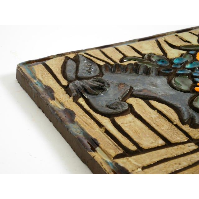 Green Mid-Century Modern Ceramic Wall Plaque, 1950s For Sale - Image 8 of 18