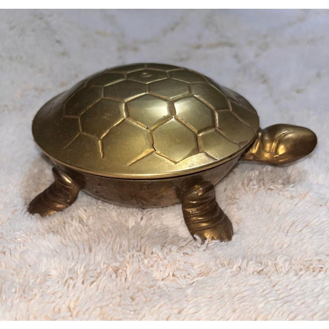 1970s 1970s Mid-Century Modern Brass Turtle Keepsake Cone/Loose Incense Herb Burner Ashtray For Sale - Image 5 of 12