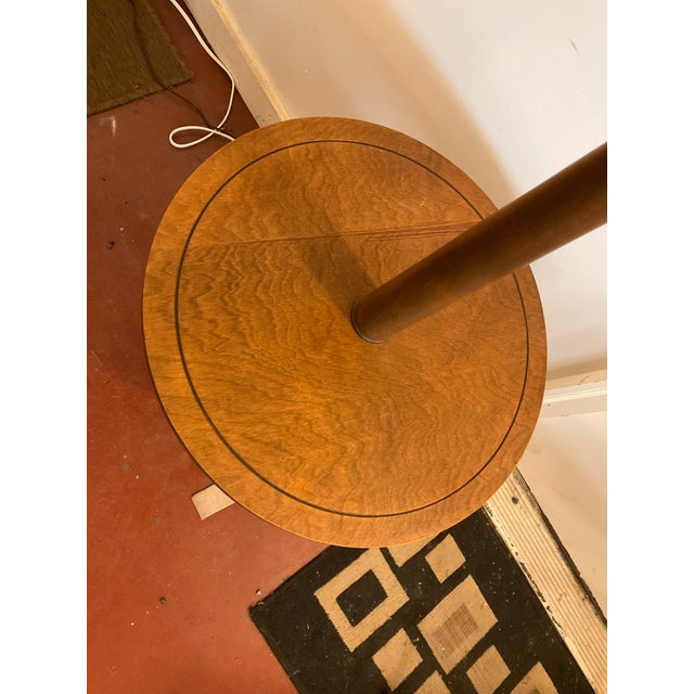 1970s 1970s Martz-Style Ceramic and Walnut Floor Lamp With Table For Sale - Image 5 of 8